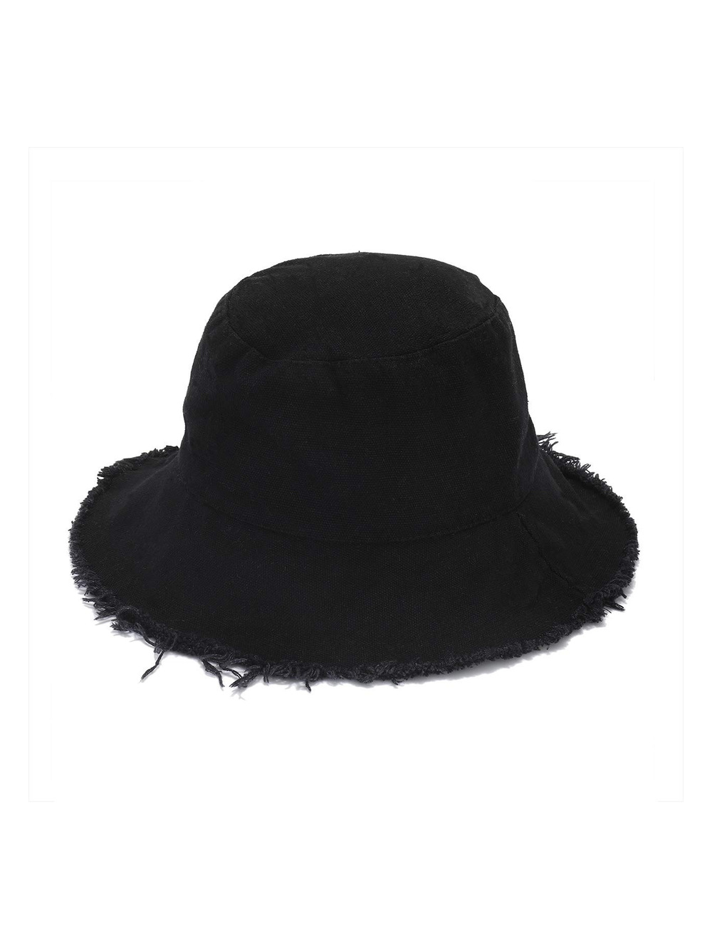 Sun Hats for Women Summer Casual Wide Brim Cotton Bucket Hat | Black | Size OS